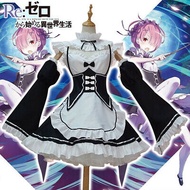 Ready Stock Anime Re:Zero Kara Hajimeru Isekai Seikatsu Twins Ram/Rem Cosplay Maid Dress Headwear
