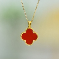 18K Gold Clover Pendant AU750 Pendant Necklace Clavicle Chain Accessories Red Black White Green Four