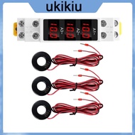 UKI Din Rail Mount 3 Phase Ampere Meter Current Meter Gauges Indicator AC80V 500V
