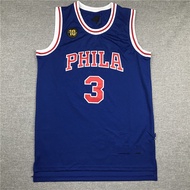 76People3Iverson10th Anniversary Commemorative Blue Mesh Embroidered Basketball Jersey American Retr