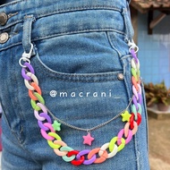 Charm Rantai Tas Gantungan Rantai Celana Jeans Warna Warni Rantai Keychain