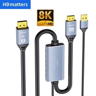 8K HDMI to DisplayPort Cable 120Hz HDMI 2.1 to DisplayPort 1.4 Cable 8K@30Hz,4K@120Hz,2K@144Hz HDMI 