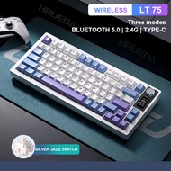 FHJIK Langtu คีย์บอร์ดแบบกลไก Lt75 3โหมด80แบบมีสาย/ไร้สาย/บลูทูธ PBT RGB ปะเก็นปรับแต่งคอมพิวเตอร์สำ