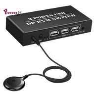 Laptop KVM Switch 2 in 1 Out Switch 2 Port 8K@30Hz Displayport1.2 Switch 2 in 1 Out with 3 USB2.0 Po