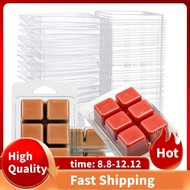 Square Empty Wax Melt Molds, 6 Cavity Plastic Waxed Melt Clamshell Mold- 120-Pack Clear Container Se