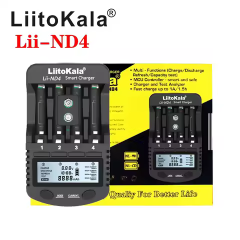 LiitoKala Lii-ND4 Lii-NL4 1.2V AA AAA 9V Battery Charger Ni-MH Ni-Cd Rechargeable Batteries Wall Des