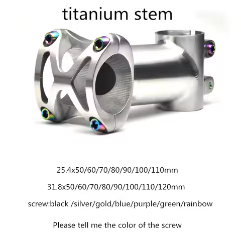 Bicycle head stem titanium 25.4x50/60/70/80/90/100/110/120mm MTB road bike titanium stem 31.8x50/60/