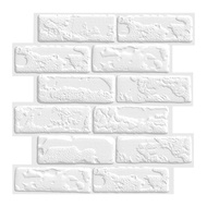 3D White Brick Wall Sticker Self Adhesive 3D Wall Panel 3D Brick Wallpaper, DIY Home Wall Decor for Living Room, Bedroom, Kitchen Backsplash, Bathroom, Accent Wall,  30*30cm