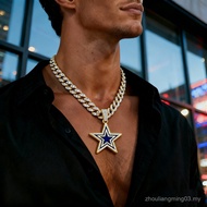 New Product Full Diamond Blue Oil Dripping Dallas Denim Dallas Cowboys Rugby Team Badge Necklace