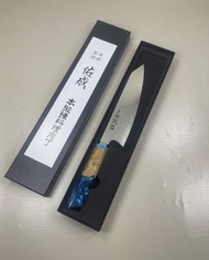 佑成大馬士革切付牛刀 通體夾VG10鋼芯 藍樹脂手柄