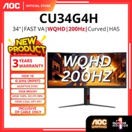 AOC CU34G4H GAMING MONITOR 34" CURVED GAMING MONITOR ( 34" FAST VA UWQHD / 0.3MS / 200HZ / AMD FREE 