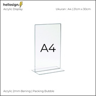 Acrylic Display A4 | A4 Brochure Holder | Acrylic Tent Card Holder Type T