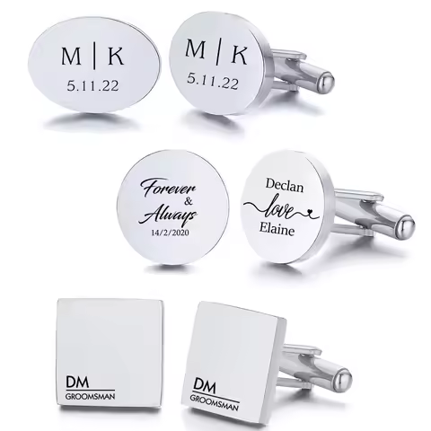 Personalized Cufflinks for Men, Custom Engraved Cufflinks for Groom, Wedding Cufflinks Bride Best Me