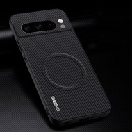 For Google Pixel 8 / Pixel 8 Pro Magnetic Mark Patterned Embossed Skin-friendly PU Leather Soft Cove