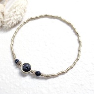 VIIART。不動。火山石藍砂石黃銅手環