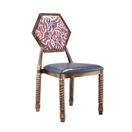 Shaped Leather Backrest Dining Chair Wood Grain American Dining Chair Cafe sp-Lingtie lc809 Child Di