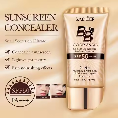 SADOER Gold Snail Oil-Control Matte BB Cream Foundation Concealer Moisturizing Isolation Cream SPF50