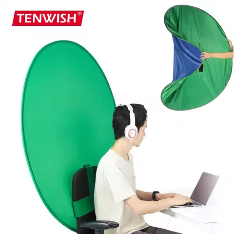 Collapsible Chroma Key Green Screen Blue Webcam Backdrop for Tiktok Video Live Show WebEx Conference
