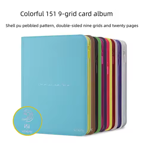 Sanseking Premium 151 Card Binder 9-Pocket PU Zipper Pokémon Binder, Large Capacity PTCG Storage Alb