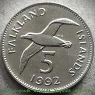 英屬福克蘭 1992年 英女王青年頭像硬幣 外國錢幣0426#錢幣#硬幣# 贰拾壹號币社