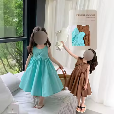 Girls Casual Dresses Elegant Sleeveless Vest Princess Dress A Child in The Tide Girls' Summer Dress 
