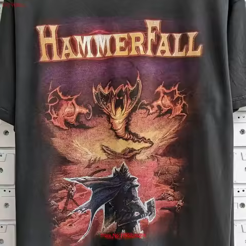 Vintage 2002 HammerFall T Shirt Hearts On Fire Swedish Heavy Power Metal Band Merch Size L vintage W