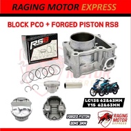 BLOK PCO RS8 BLOCK PCO BESI + FORGED PISTON DOME 3MM Y15 62&63MM & LC135 62&63MM