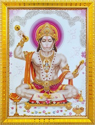 Hanuman Bajrangbali With Shri Ram Ji On Chest Praying Religious Photo Puja Room Temple Wall Hanging