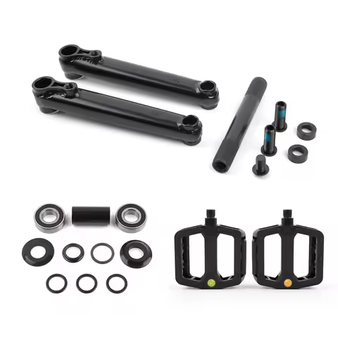 POLSO Black BMX Crank 48T 170mm 9/16 CRMO Crankarm and Mid BB EURO BB BMX Nylon Pedal