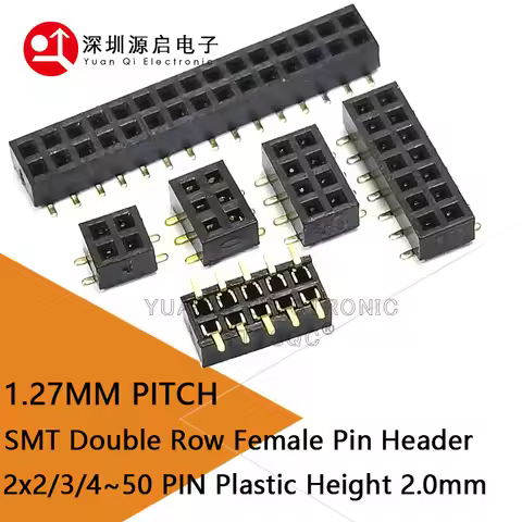 Low Profile 1.27mm Double Row Female Pin Header Plastic Height 2.0 Pinheader PCB Socket SMT 2*3/4/5/