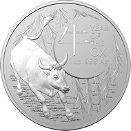 2021 Royal Australian Mint's Lunar Ox 1 oz .999 Silver Coin in Mint's Capsule