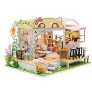 ทําด้วยมือ DIY Small House ชุด Creative Assembly ของขวัญสําหรับสาว Cat Cafe Backyard ฉากตกแต่งอาคารข