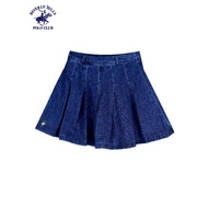 Beverly Hills Polo Club Women’s Denim Cotton A-Line Pleated Skirt in Medwash LV2051DNM