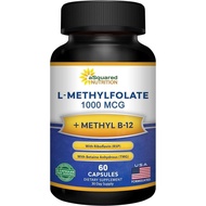 aSquared Nutrition L Methylfolate Plus Methyl B12 - Methylated Folate Supplement for Women & Men - 5