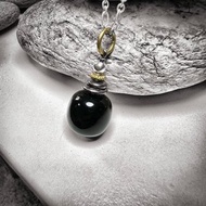 和田墨玉 椰殼 鍍18K 銅銀製吊墜