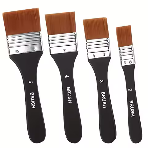 1/4 PCS Wide Flat Paint Brushes Set, Art Brushes for Acrylic Painting Nylon Chip Brush for Acrylic, 