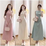 D0lk_min store boat neck dress with long flared diagonal Korean style - V172