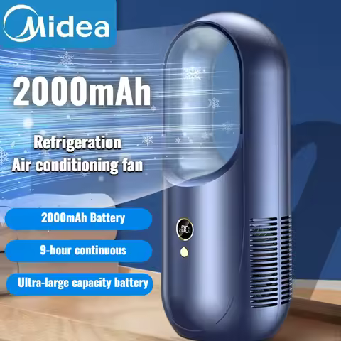 Midea Electric Bladeless Fan USB Air Cooling Fan 6 Gear Mini Conditioner Fan Portable Desktop Bladel