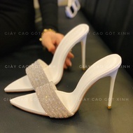 Very luxurious 5-piece bling white stone high heel sandals 8-12cm high (5DT)