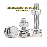 [BY-XSP] Hexagon Bolt M2M2.5M3M4M5M6M8 sus304 Stainless Steel External Hexagon Screw Nut Daquan Exte