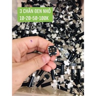 Set of 10 3-pin curved potentiometers, small black, beveled handle 22mm 10K 50K