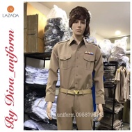 ชุดข้าราชการ ชุดกากี ชุดกากีชาย สีกากีเบอร์16 (เสื้อ+กางเกง)แขนสั้นแขนยาว กางเกงไม่มีจีบ