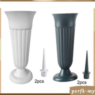[PerfkMY] Flower Vase with Stake and Plastic Base Artificial Flowers Cemetery Vases with Spikes Ceme