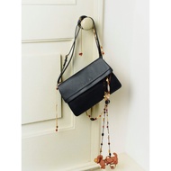 [Qi Wei Same Style] Fabrique Oil Wax Cowhide Retro Crossbody Underarm Bag Messenger Bag Small Square