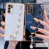 Hand Chain Casing Compatible For OPPO AX7 AX5 A5s A3s A12 A12E F15 F11 F9 Pro Find X3 X5 Pro R17 R15 Cover Plating Simple Four-leaf Clover Glossy Soft TPU Phone Case With Bracelet