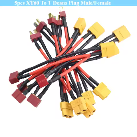 5pcs Adapter XT60 To T Deans Plug Male/Female Connectors Connect Cable 14AWG 100mm for RC Lipo Batte