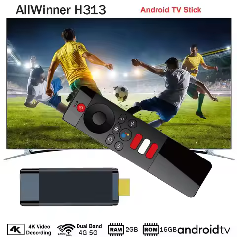 Android TV Stick S96 Smart IPTV 2GB RAM 16GB ROM 4G 5G Dual WiFi 4K Voice Remote Control BT5.0 Strea