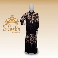 Gamis Dress Rayon Premium Hitam Elnaka GMS082