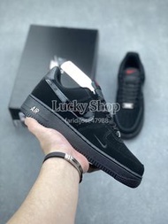 全新🌸Nike Air Force 1 Low 黑色 漆皮勾 舒適休閒板鞋