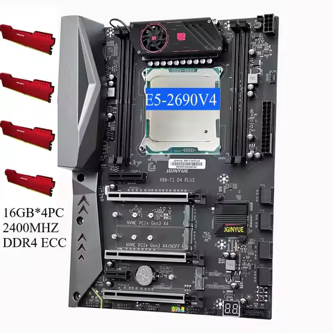 MotherboardX99 Combo Xeon E5 2690 V4 CPU Kit LGA 2011-3 4*16G=64GB DDR4 2400MHZ RAM Memory Support N